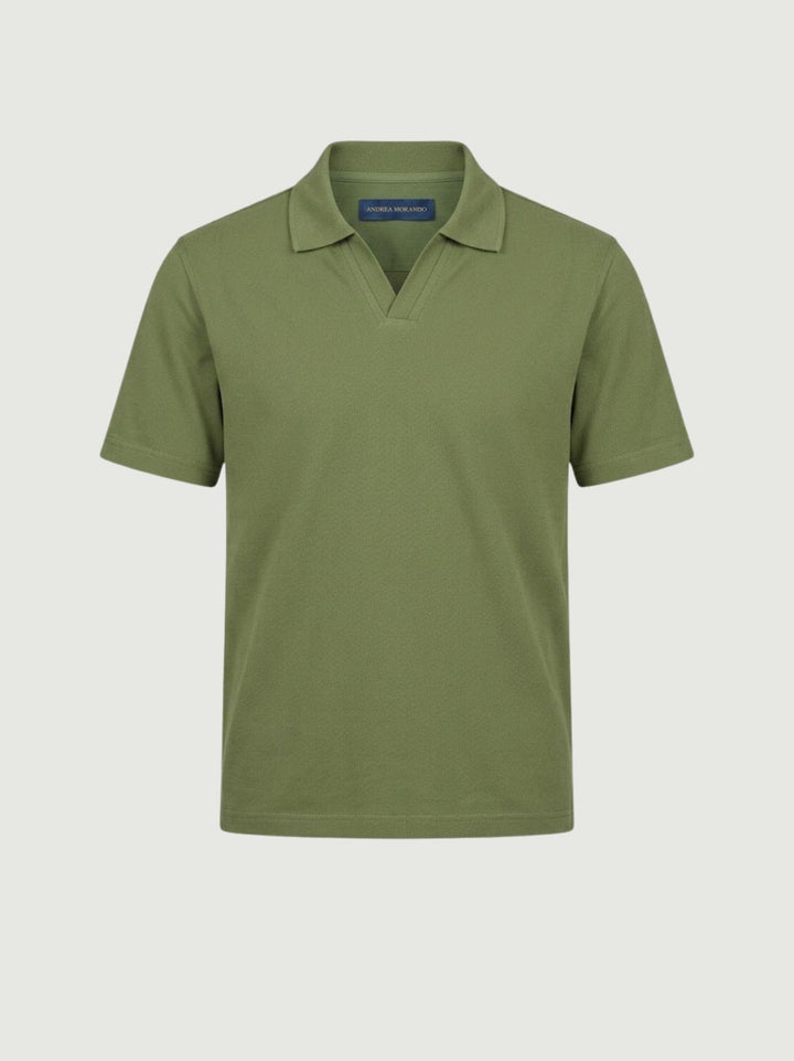 Polo derby in cotone piquet extrafine verde 5805426 374 ANDREA MORANDO 