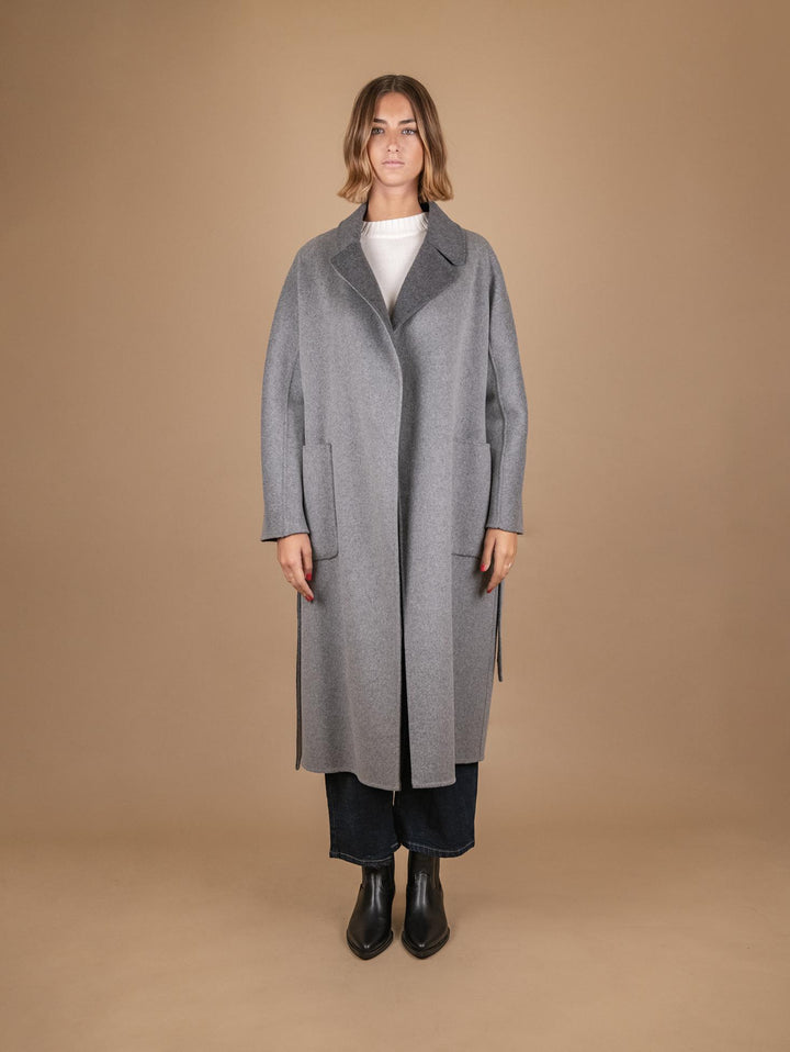 CAPPOTTO REVERSIBILE IN MISTO LANA ANTRACITE E GRIGIO PERLA 862D GRIGIO ANDREA MORANDO 