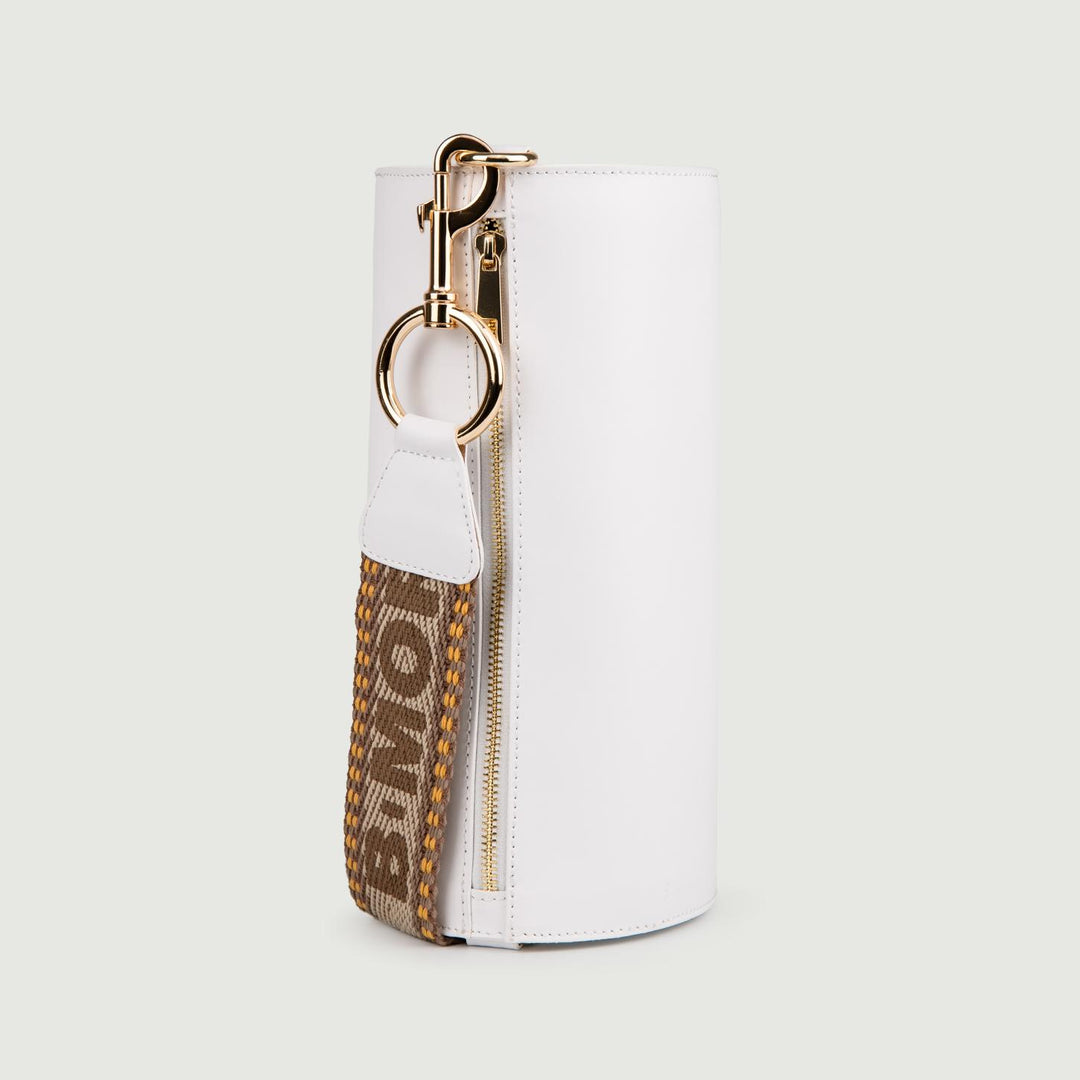 BORSA CILINDRO A TRACOLLA IN PELLE BIANCA "CIRCULAR" CIRCULAR BIANCO BIMOR 