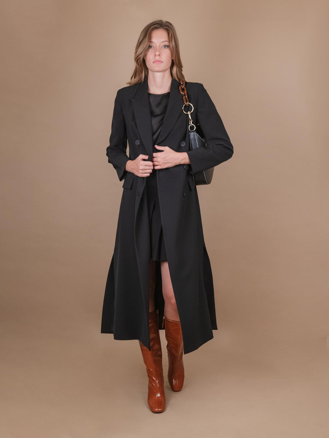 CAPPOTTO DOPPIOPETTO  CON SPACCO LATERALE NERO 2134/2531 019 ANDREA MORANDO 