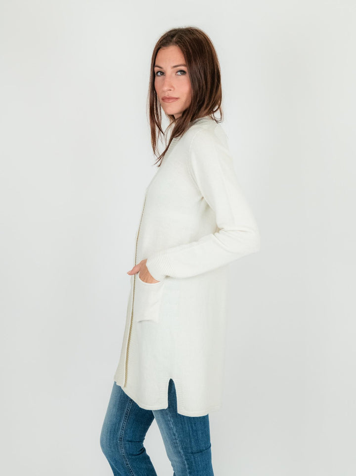 CARDIGAN LUNGO panna in lana vergine 245C8100 002 ANDREA MORANDO 