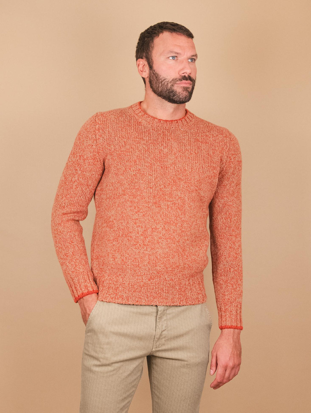 MAGLIONE GIROCOLLO IN LANA VERGINE MELANGE 10158 833 ANDREA MORANDO 