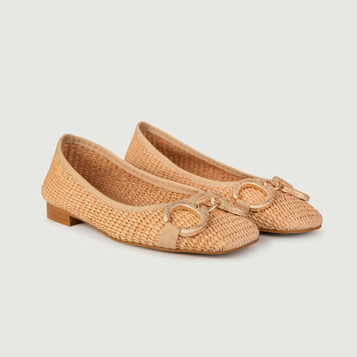 BALLERINE IN RAFIA NATURALE CON DETTAGLIO IN METALLO 4875RAFIA NATURALE ANDREA MORANDO 