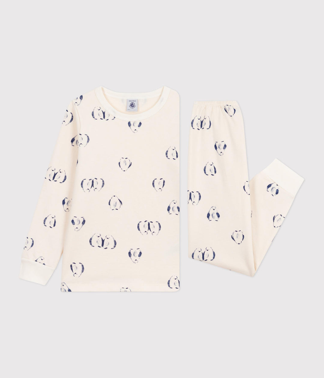 Pigiama bambino in tessuto felpato con pinguini stampati A0DS7 01 PETIT BATEAU 
