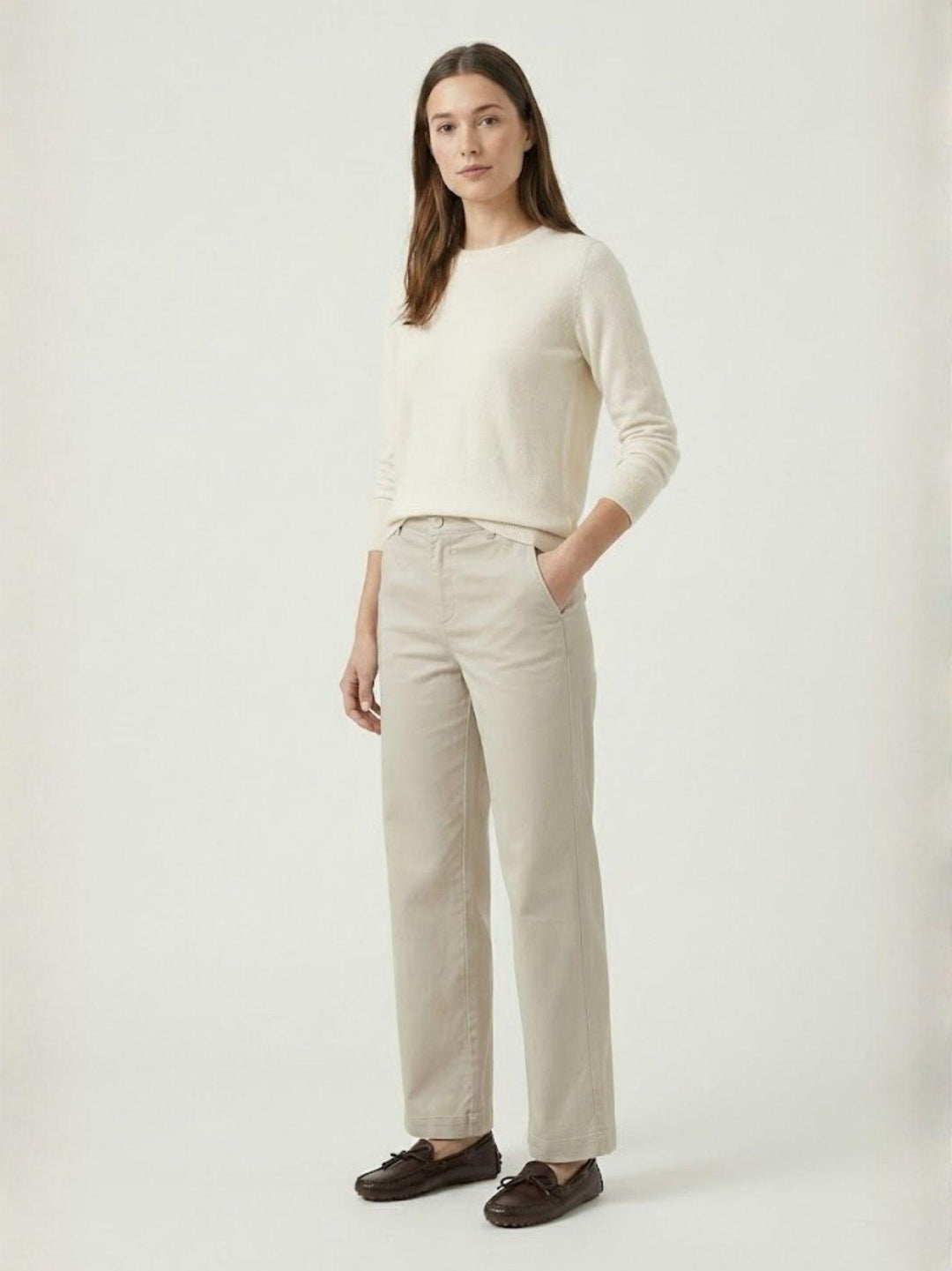 Pantalone a palazzo beige 80378GB BEIGE ANDREA MORANDO 