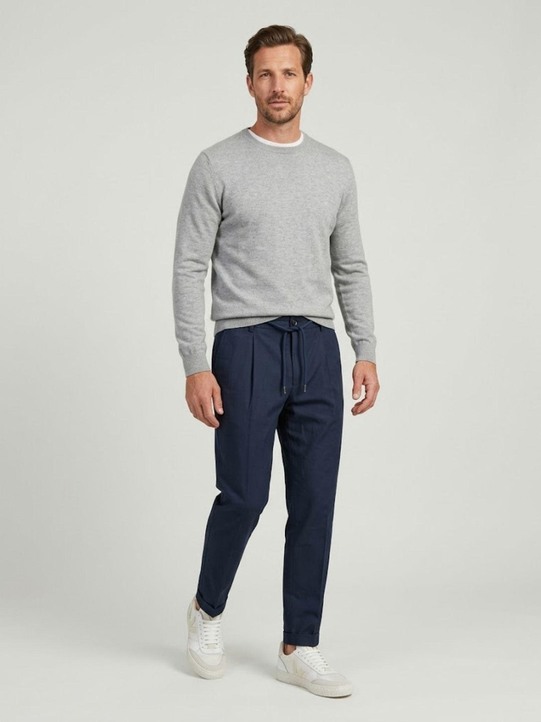 Pantalone  tela paracadute con coulisse in cotone navy CO0073M 7000 ANDREA MORANDO 