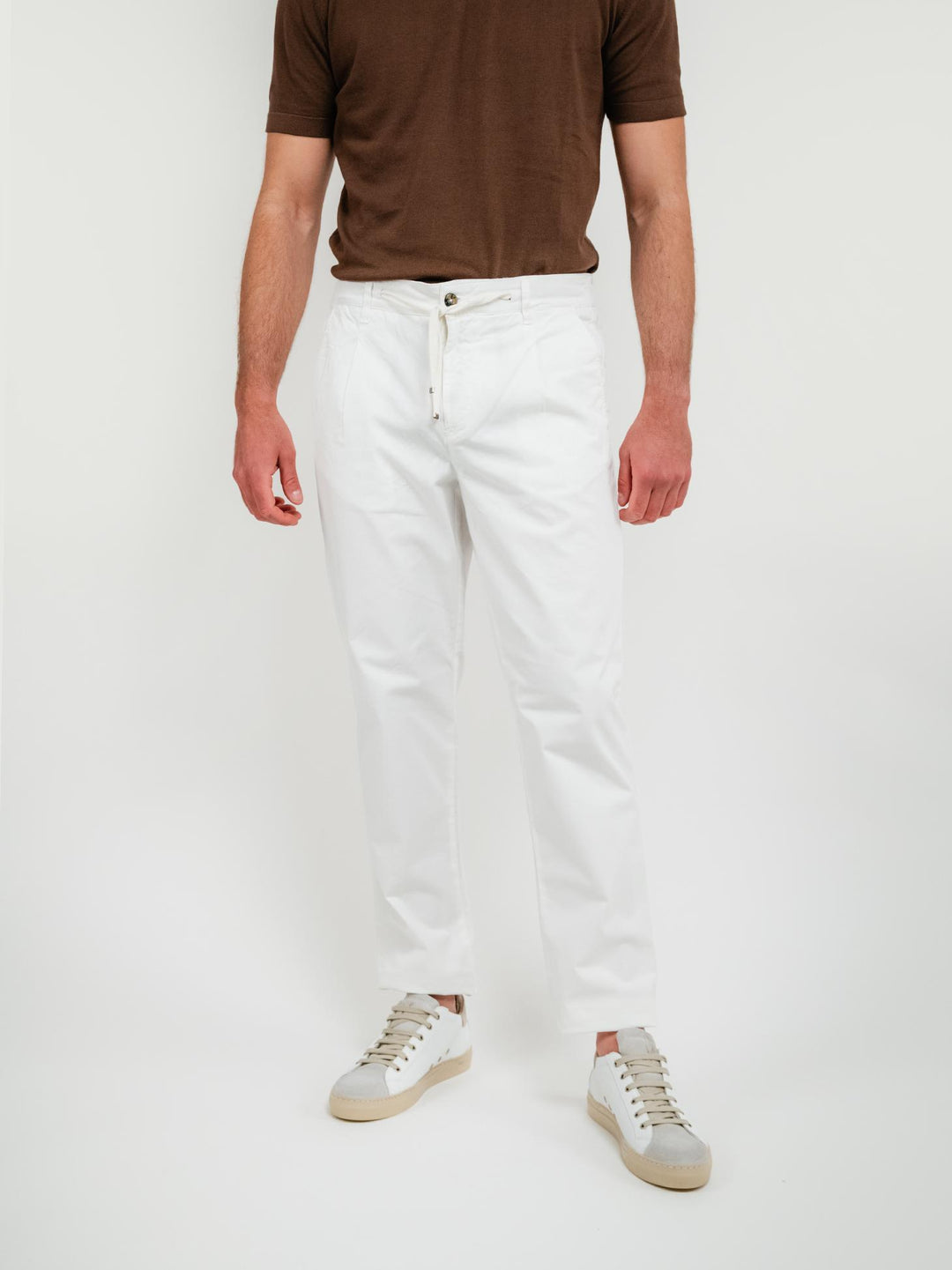 PANTALONE IN COTONE CON COULISSE BIANCO