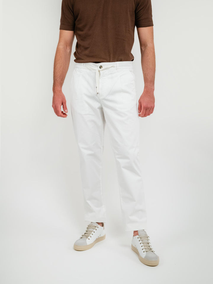 PANTALONE IN COTONE CON COULISSE BIANCO