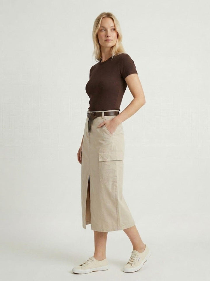 Gonna cargo midi in cotone panna 6105 PANNA ANDREA MORANDO 