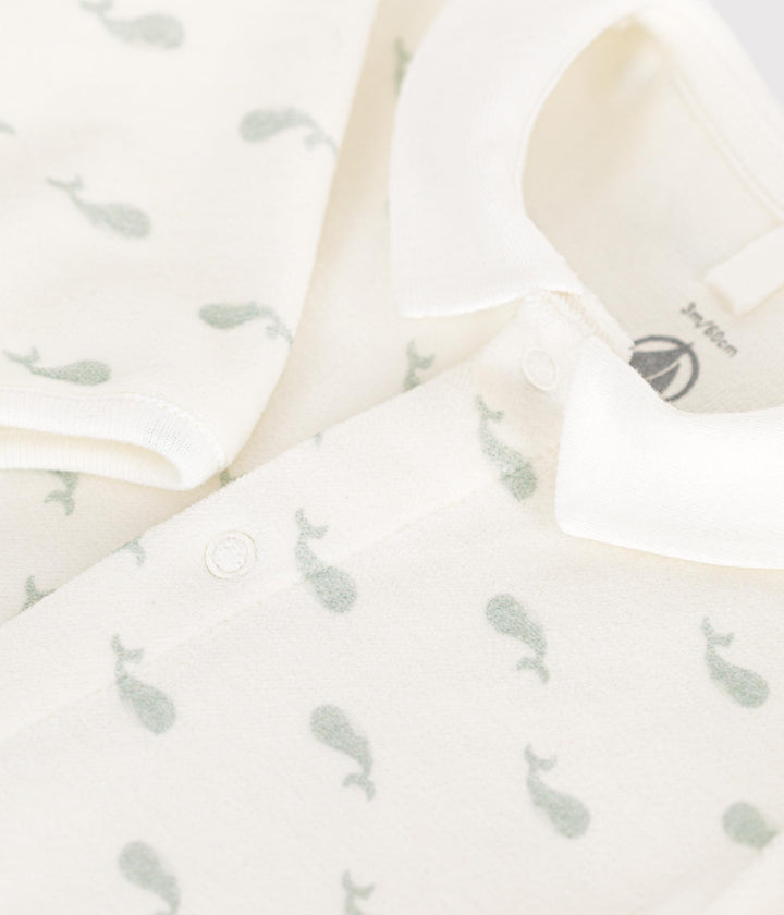 Pigiama neonato in velluto balene A0ATM 01 PETIT BATEAU 