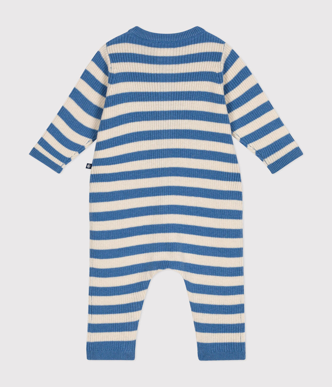 Tutina in maglia di lana e cotone a righe bluette A0AY8 01 PETIT BATEAU 