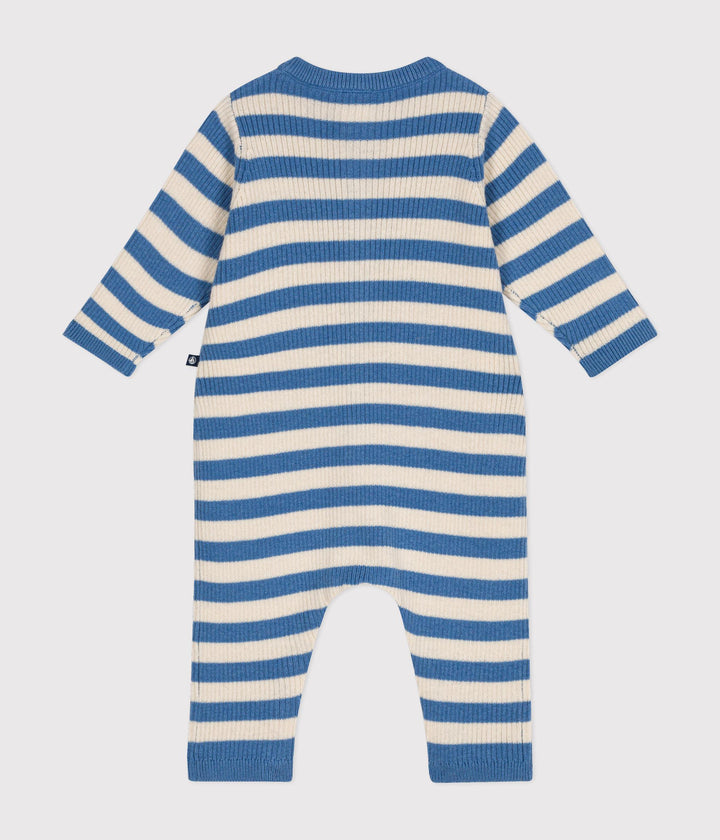 Tutina in maglia di lana e cotone a righe bluette A0AY8 01 PETIT BATEAU 