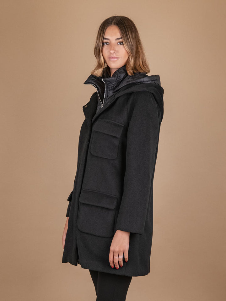 PARKA CON IMBOTTITURA ESTRAIBILE IN TESSUTO NERO 869D NERO ANDREA MORANDO 