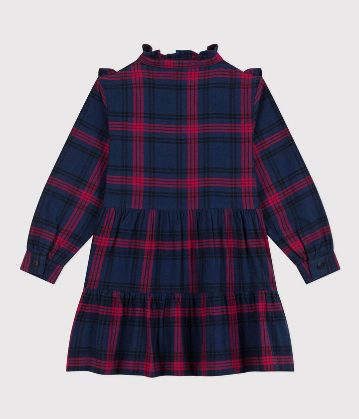 ABITO A MANICHE LUNGHE IN FLANELLA DI COTONE A QUADRI BAMBINA A082J 01 PETIT BATEAU 
