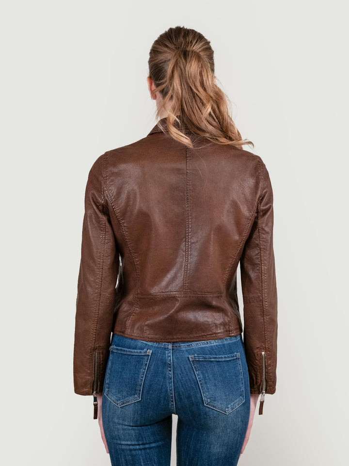 GIUBBOTTO IN PELLE EFFETTO VINTAGE MARRONE KOS 05 JACK LEATHER 