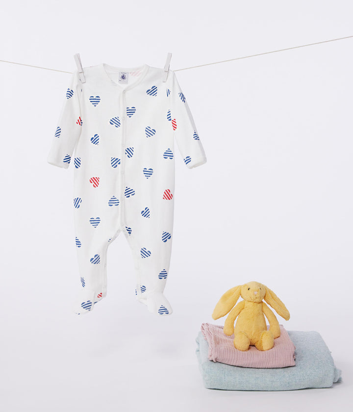 Pigiama in cotone a righe con cuori neonato