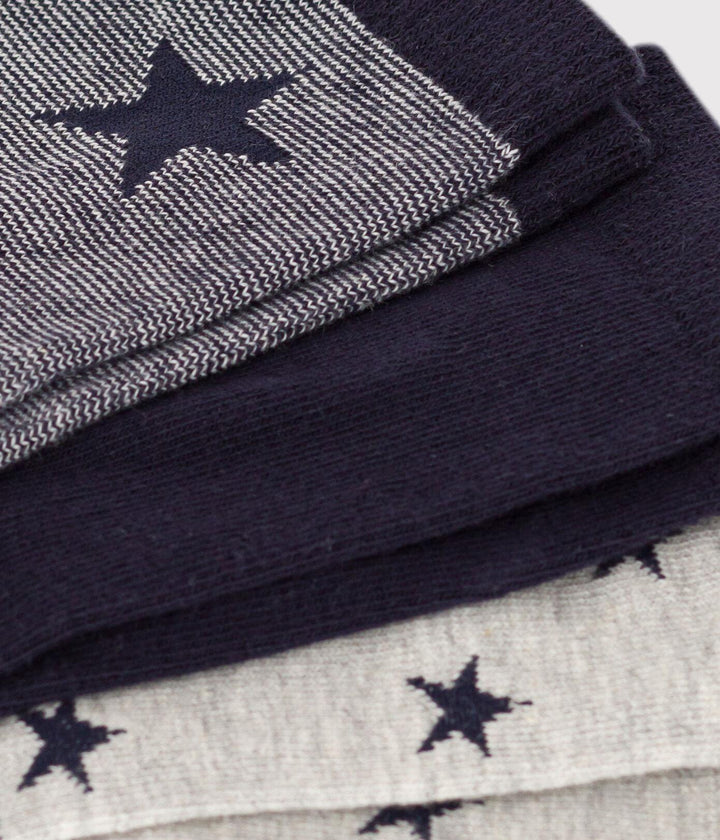 CONFEZIONE DA 3 PAIA DI CALZINI BAMBINO A STELLE IN JERSEY DI COTONE A08V3 01 PETIT BATEAU 