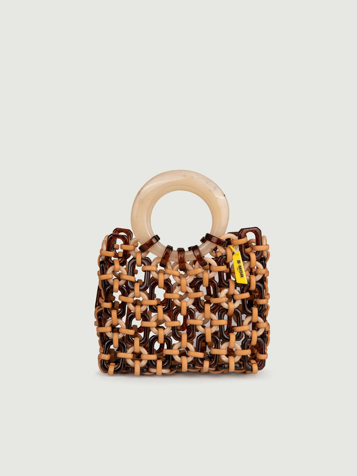 BORSA CON MANICI IN RESINA MULTICOLOR BEIGE "DOLL" DOLL BEIGE BIMOR 