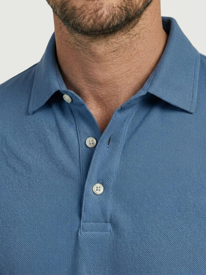 Polo in cotone piquet bluette BU26S07POPIQUETCOGMT 206 ANDREA MORANDO 
