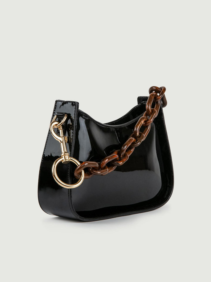 BORSA A SPALLA GLAMMY NERA IN PELLE VERNICE GLAMMY NERO BIMOR 