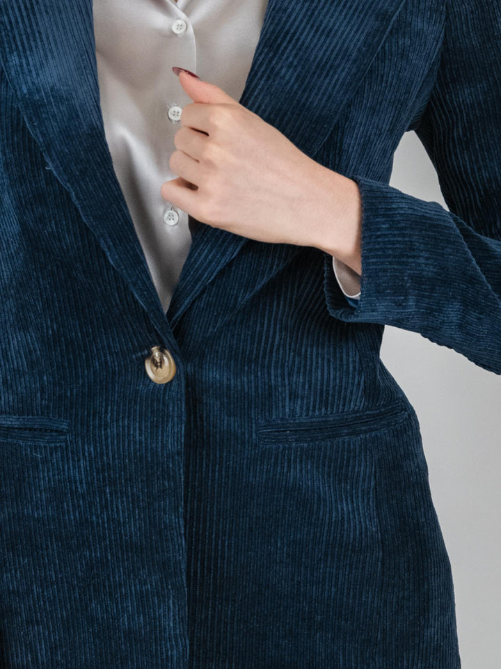 BLAZER VELLUTO BLU A COSTE GIA5455 AVIO ANDREA MORANDO 