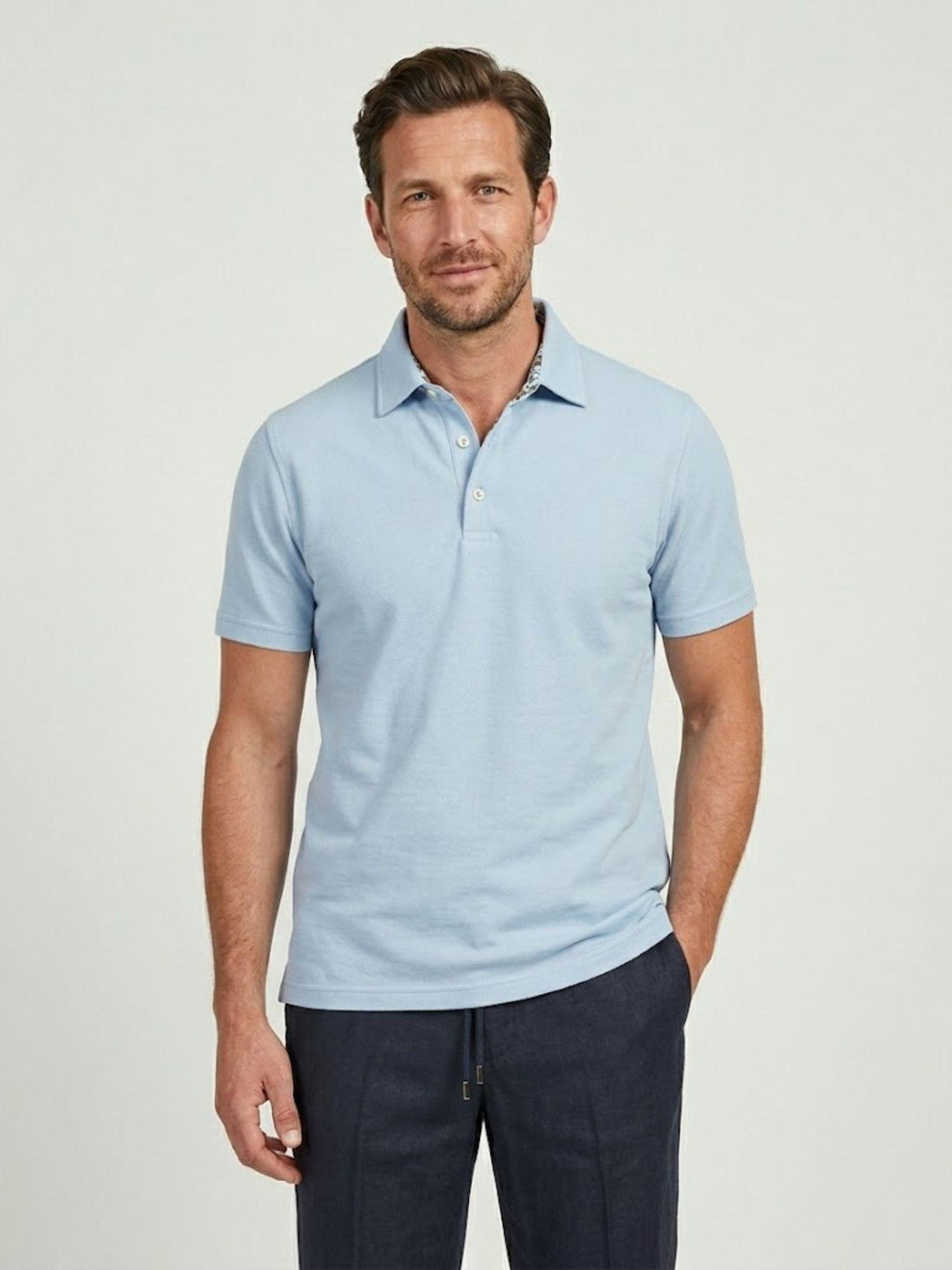 Polo in cotone piquet azzurro chiaro BU26S07POPIQUETCOGMT 240 ANDREA MORANDO 