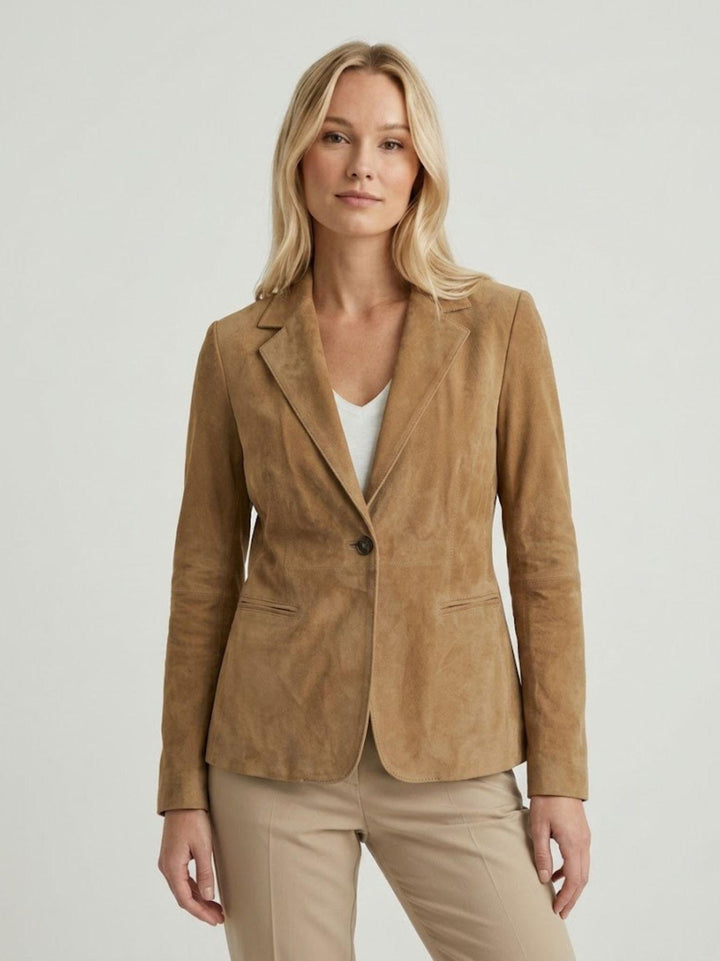 Blazer monopetto Beatriz in pelle scamosciata beige BEATRIZ 11 JACK LEATHER 