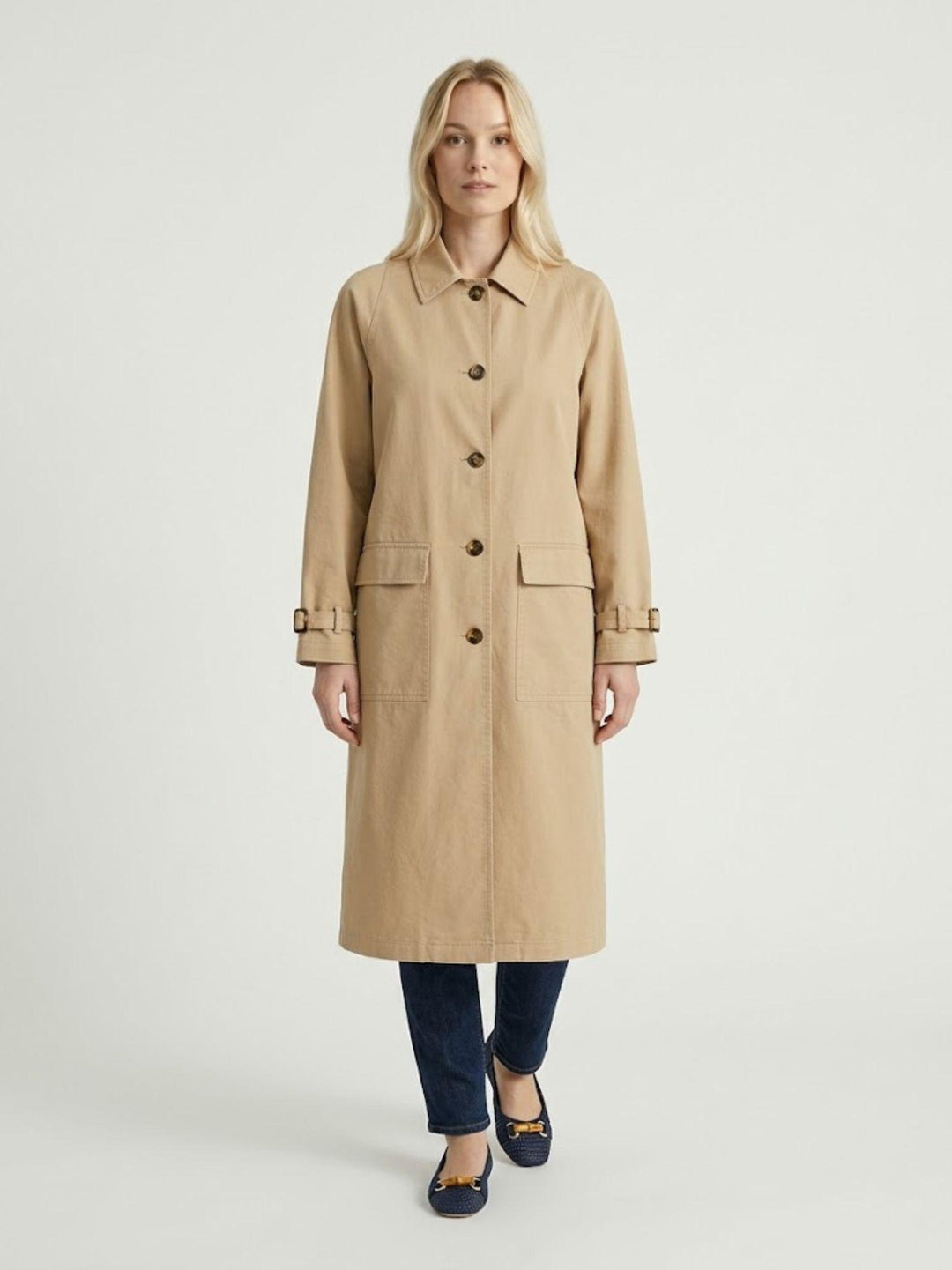 Trench lungo in cotone beige 9636 BEIGE ANDREA MORANDO 