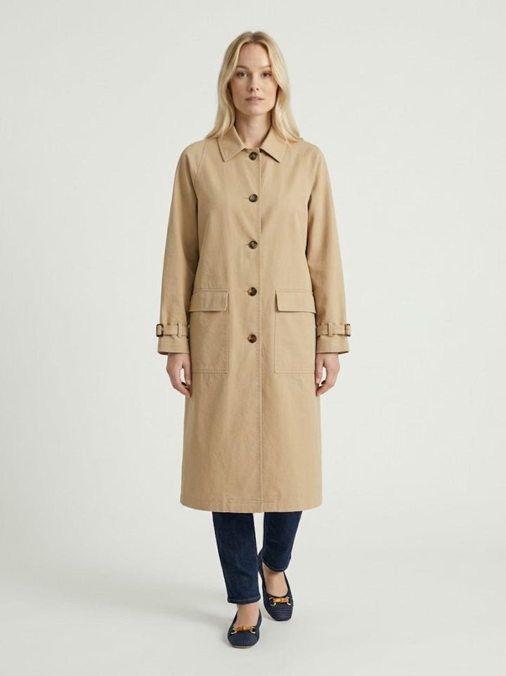 Trench lungo in cotone beige 9636 BEIGE ANDREA MORANDO 