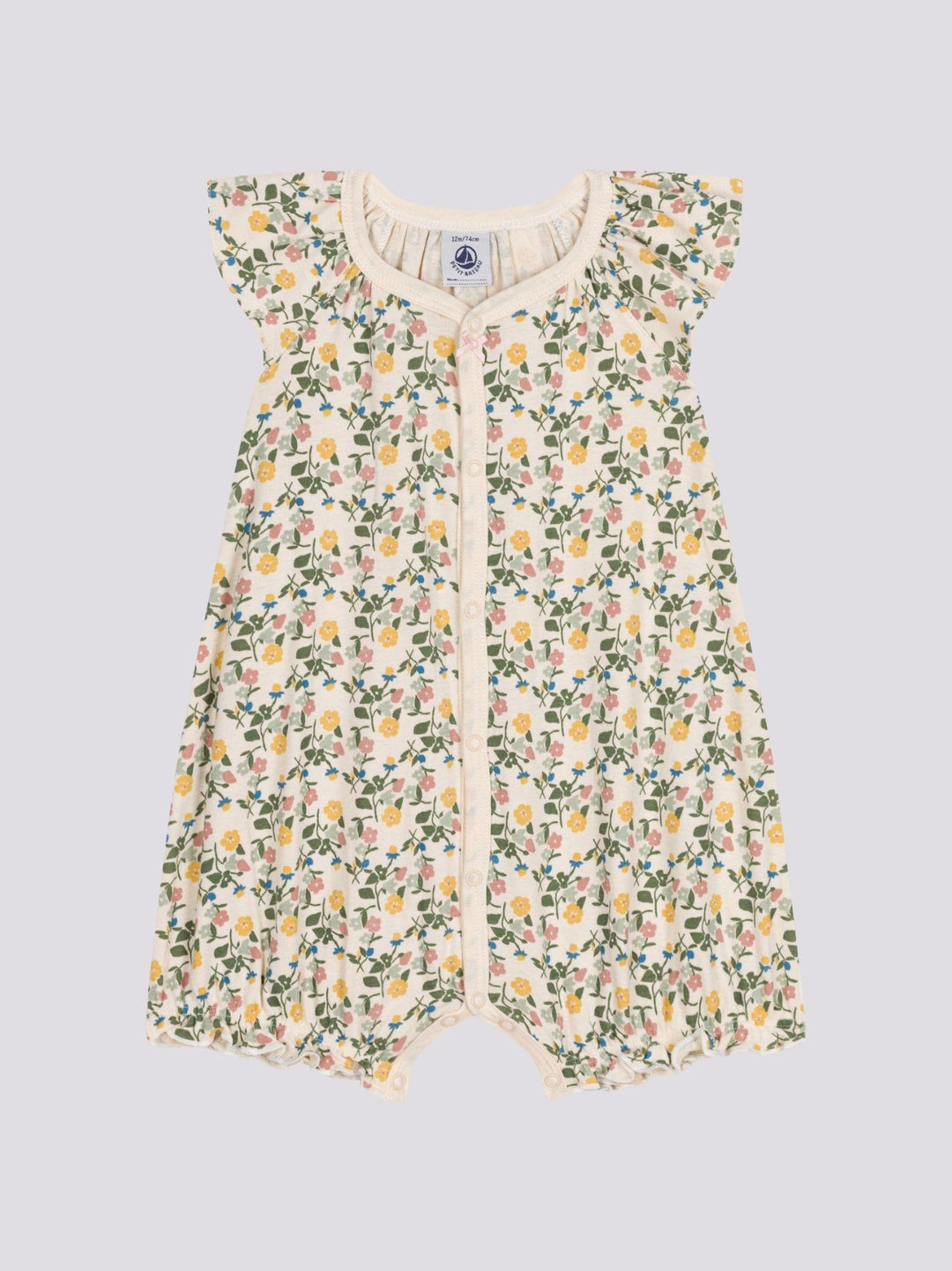 TUTA CORTA A FIORI IN COTONE BEBÈ A09LC 01 PETIT BATEAU 