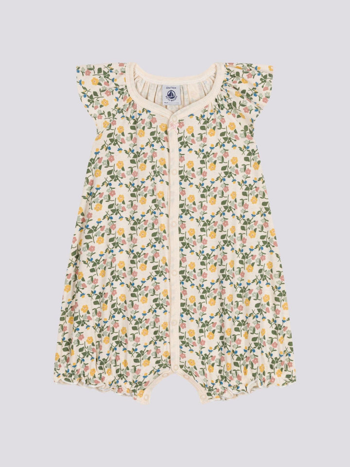 TUTA CORTA A FIORI IN COTONE BEBÈ A09LC 01 PETIT BATEAU 