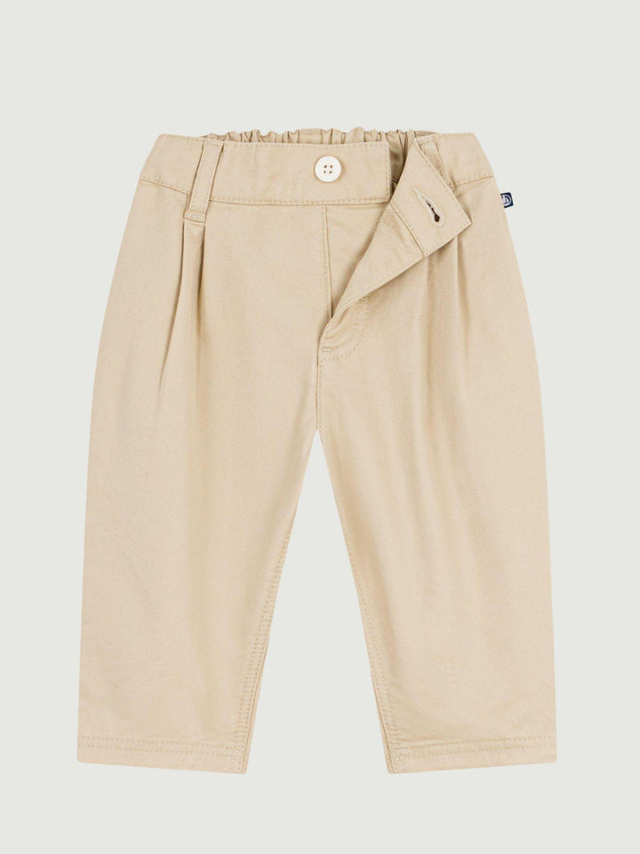 Pantaloni in serge beige neonato A0FQ6 02 PETIT BATEAU 