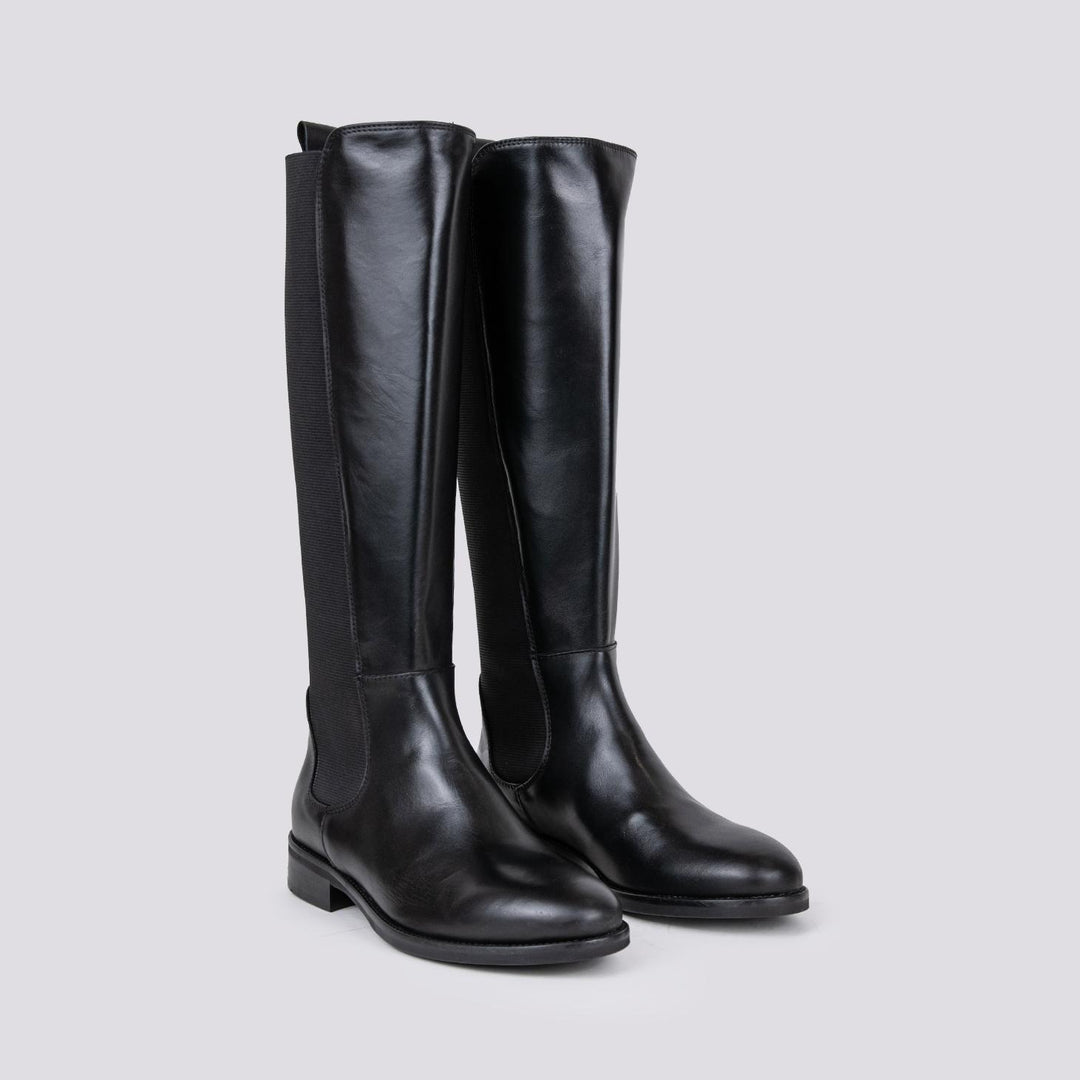 STIVALE ALTO CON MAXI ELASTICI IN PELLE NERO 3043 248 ANDREA MORANDO 