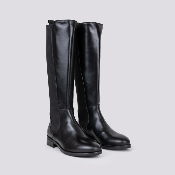 STIVALE ALTO CON MAXI ELASTICI IN PELLE NERO 3043 248 ANDREA MORANDO 