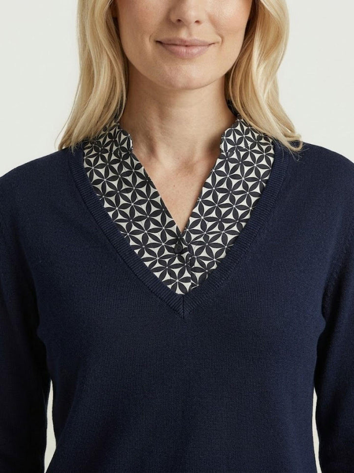 Maglia camicia blu con stampa geometrica 26231000 BLU ANDREA MORANDO 