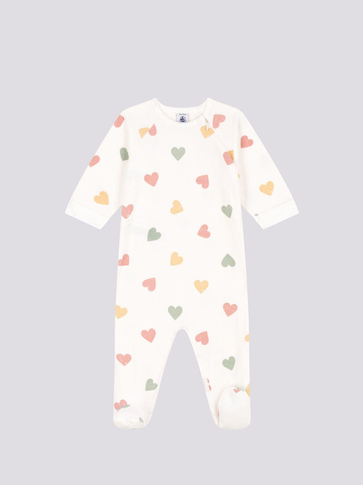 PIGIAMA BEBÈ IN CINIGLIA A CUORI MULTICOLORI A0887 01 PETIT BATEAU 