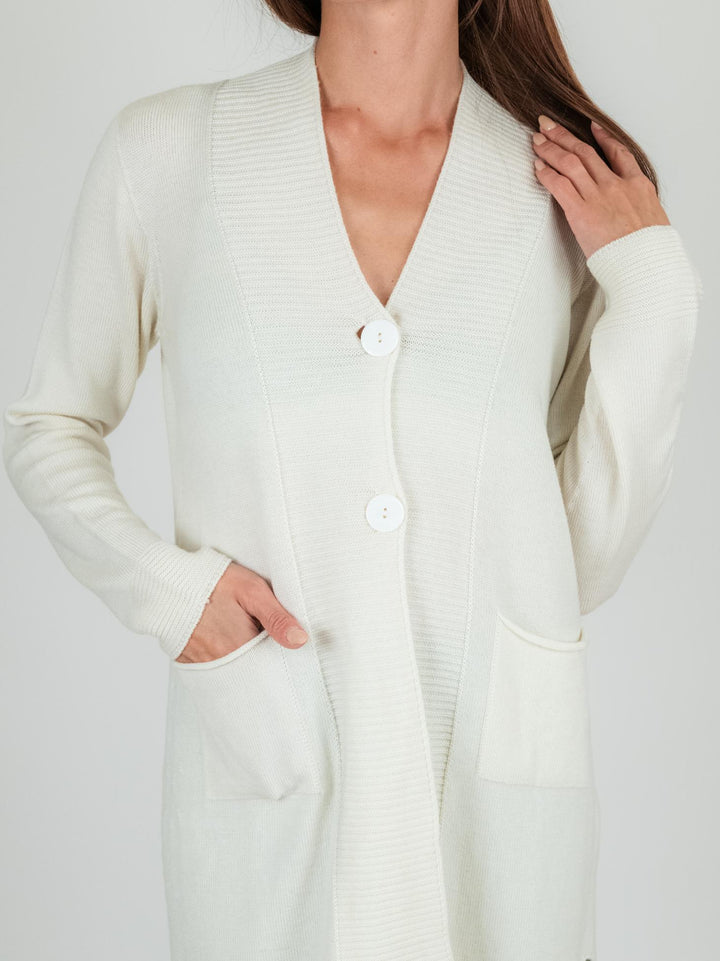 CARDIGAN LUNGO panna in lana vergine 245C8100 002 ANDREA MORANDO 
