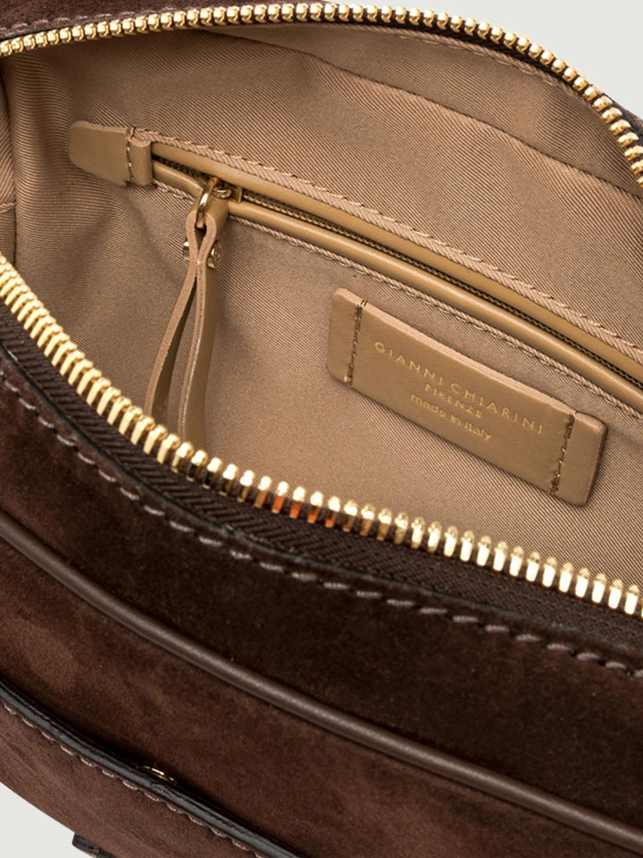 Borsa a tracolla Nina in camoscio color cioccolato 11260 CM-PL 2196 GIANNI CHIARINI 