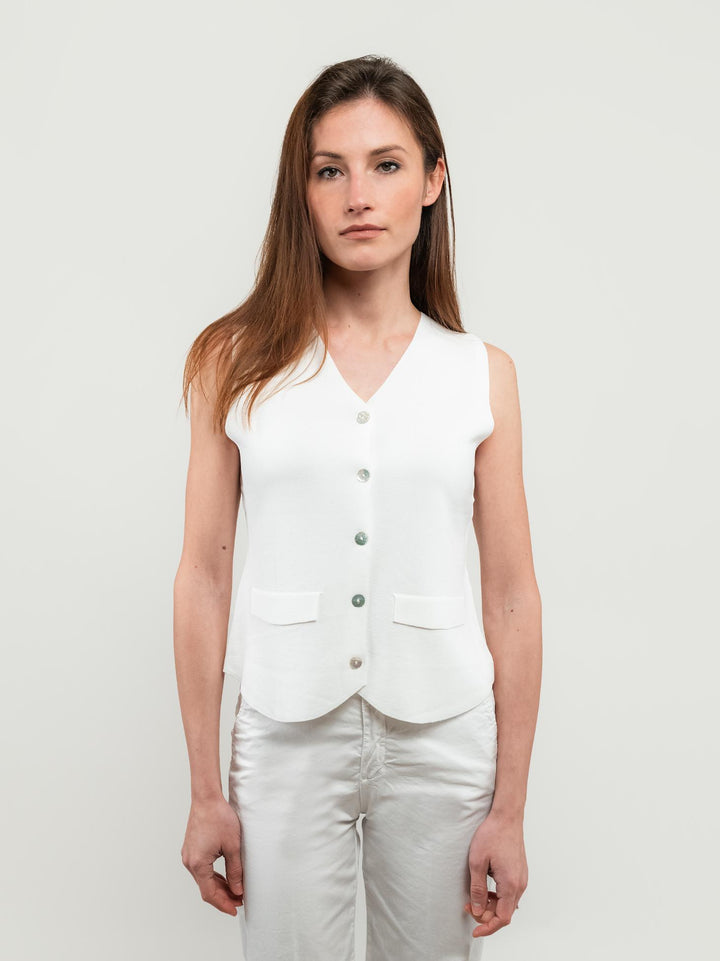 GILET IN MAGLIA BIANCO
