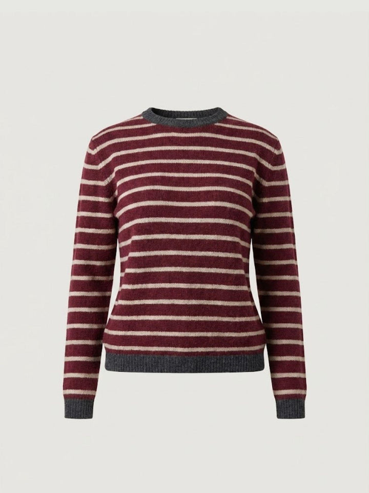 MAGLIA VINO A RIGHE BEIGE 10848 VINO ANDREA MORANDO 