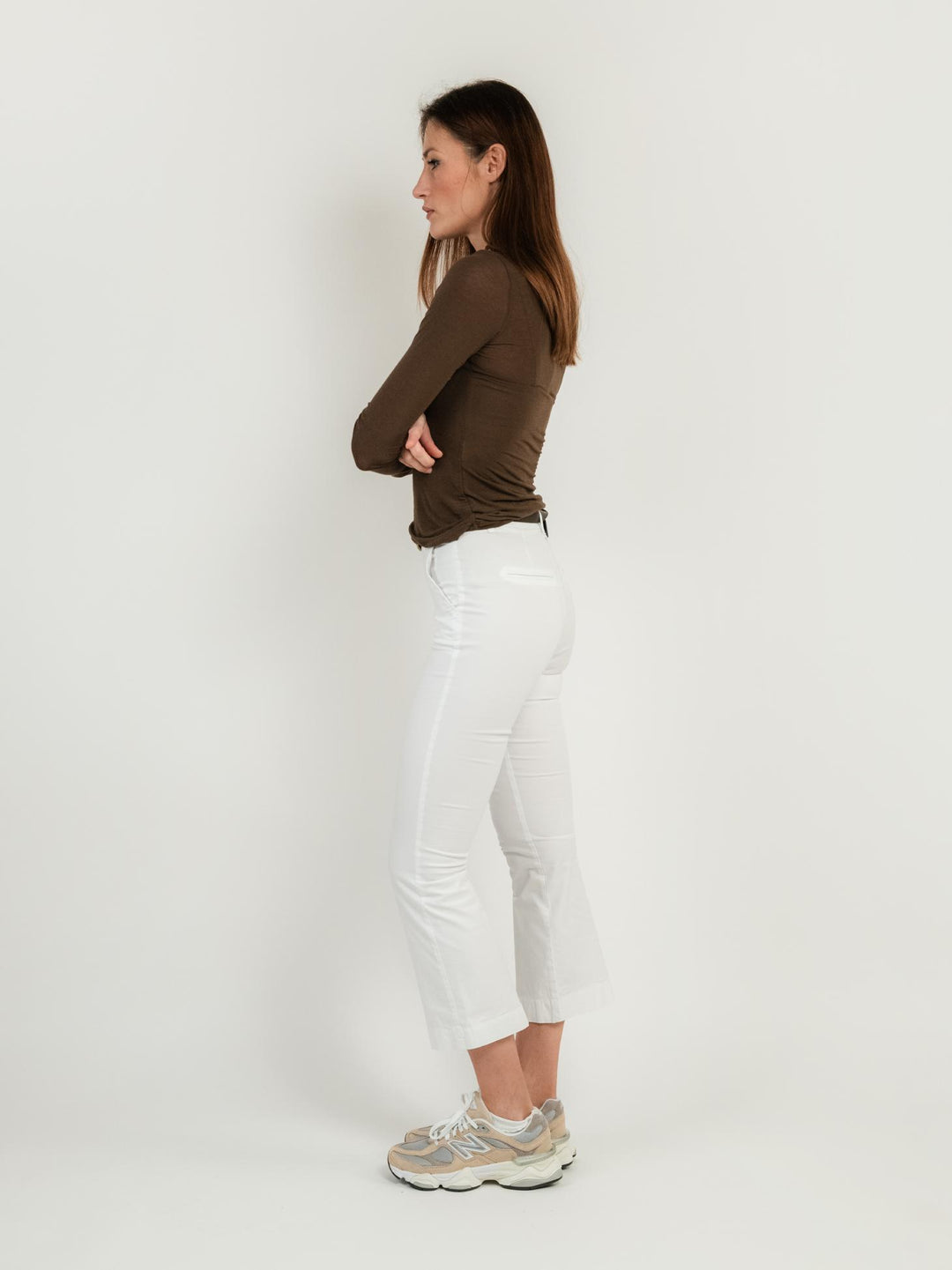 PANTALONE A TROMBETTA BIANCO IN COTONE