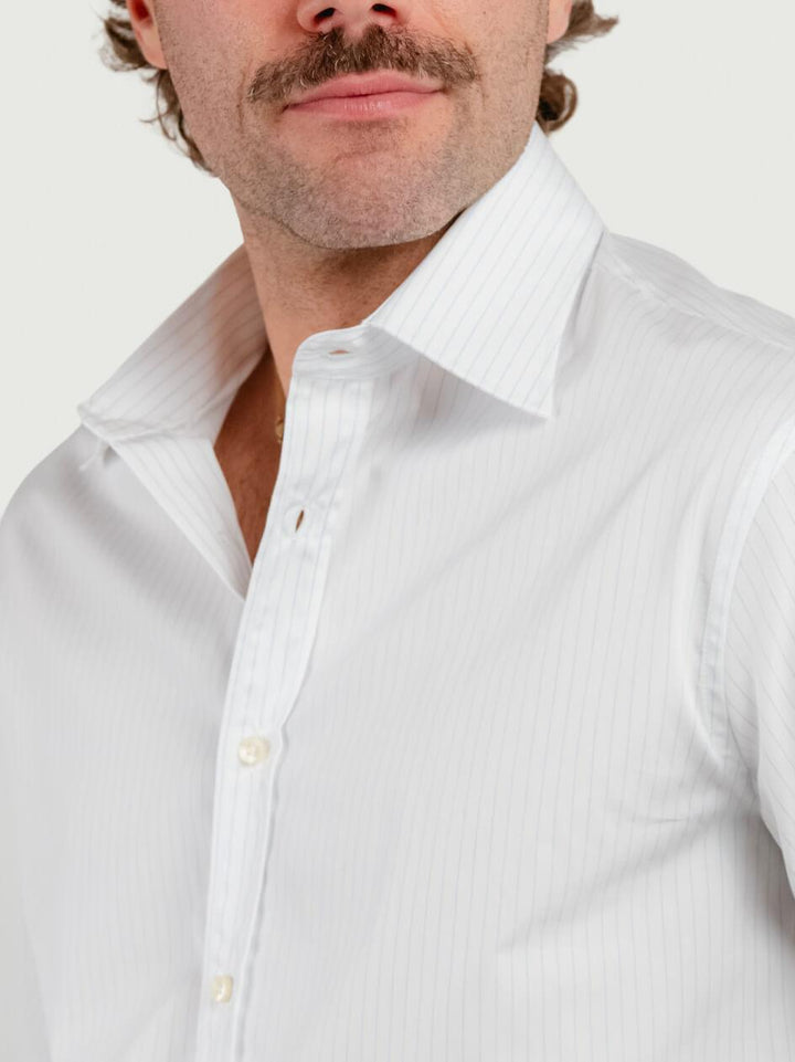 CAMICIA IN POPELINE BIANCA CON RIGHINE AZZURRE FLETCHER 02 DEPERLU 