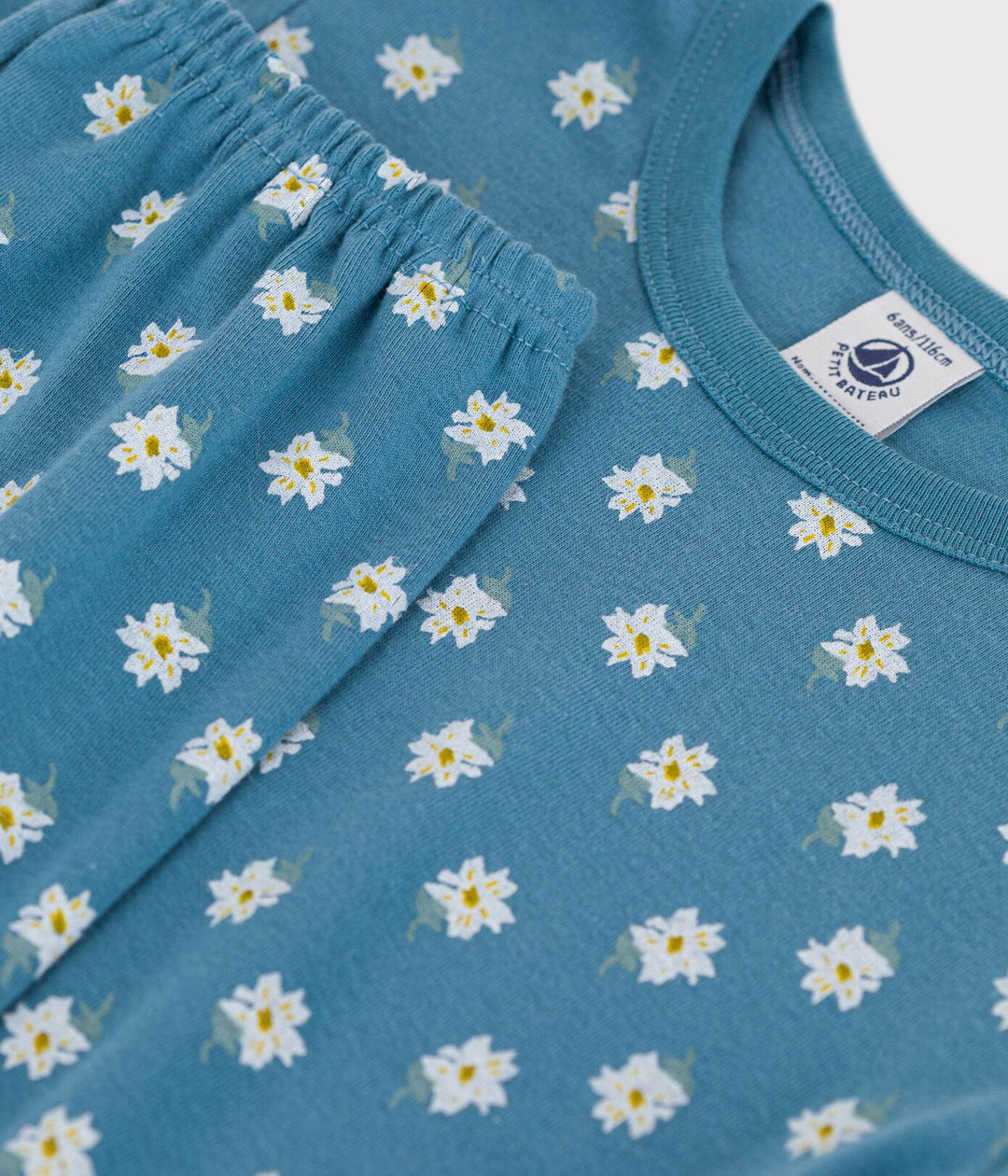 PIGIAMA FIORE BAMBINA A FIORI IN COTONE A0859 01 PETIT BATEAU 