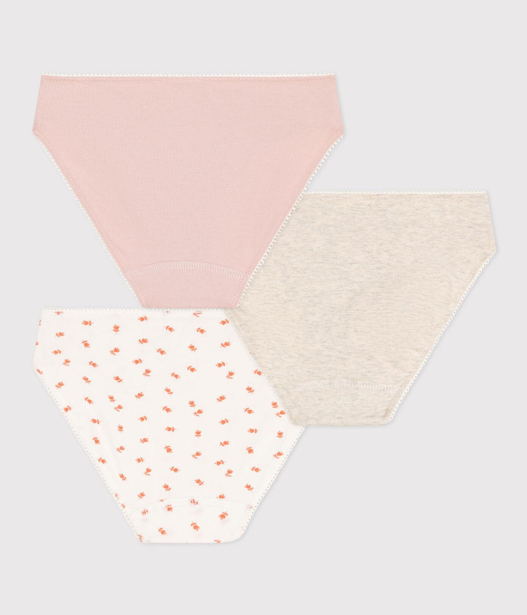 CONFEZIONE DA 3 SLIP DA RAGAZZA IN COTONE ED ELASTAM MOTIVO FIORE A0899 00 PETIT BATEAU 