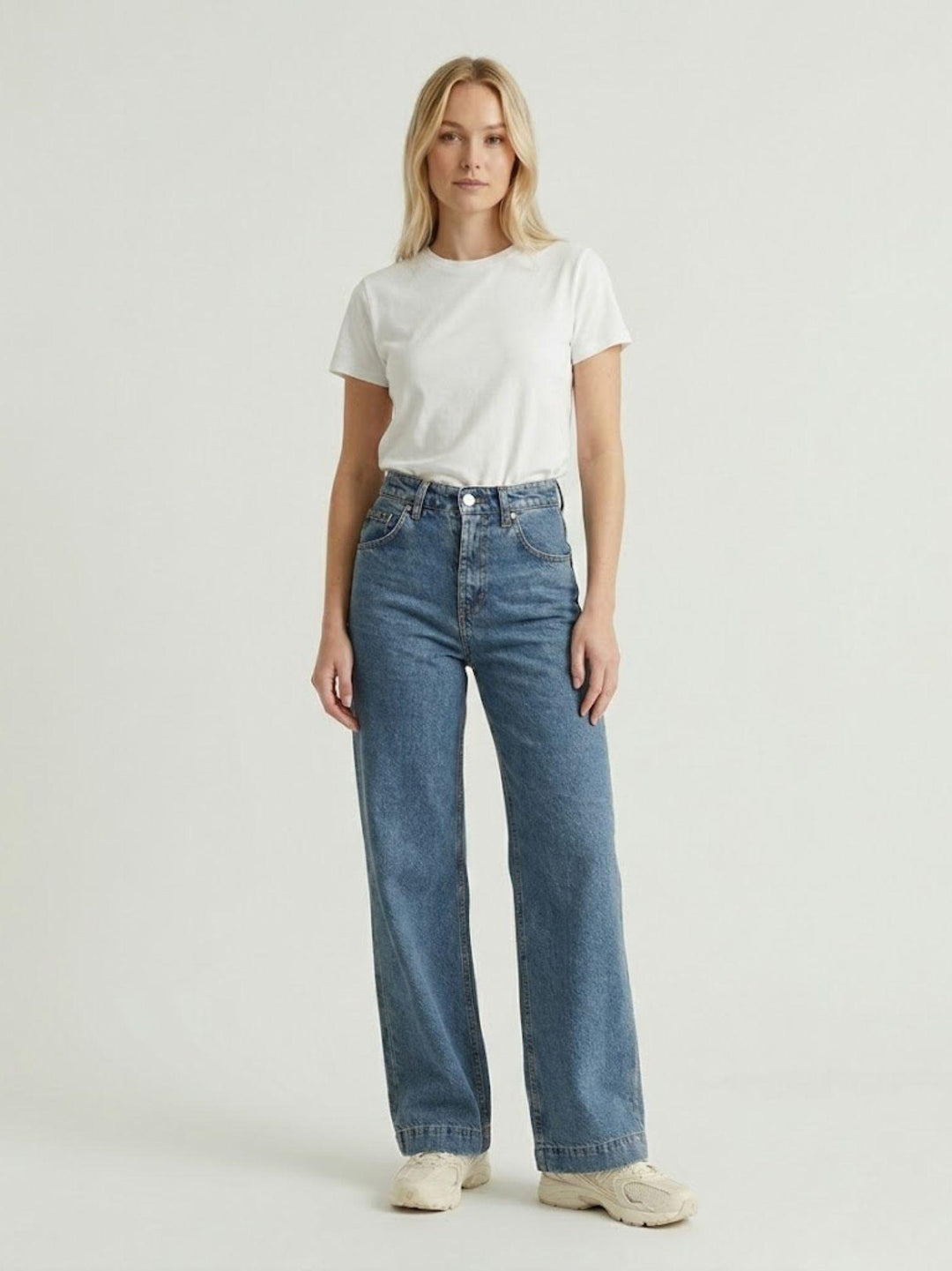 Pantalone a palazzo in denim medio sabbiato 80534-3KCEY SABBIATO ANDREA MORANDO 