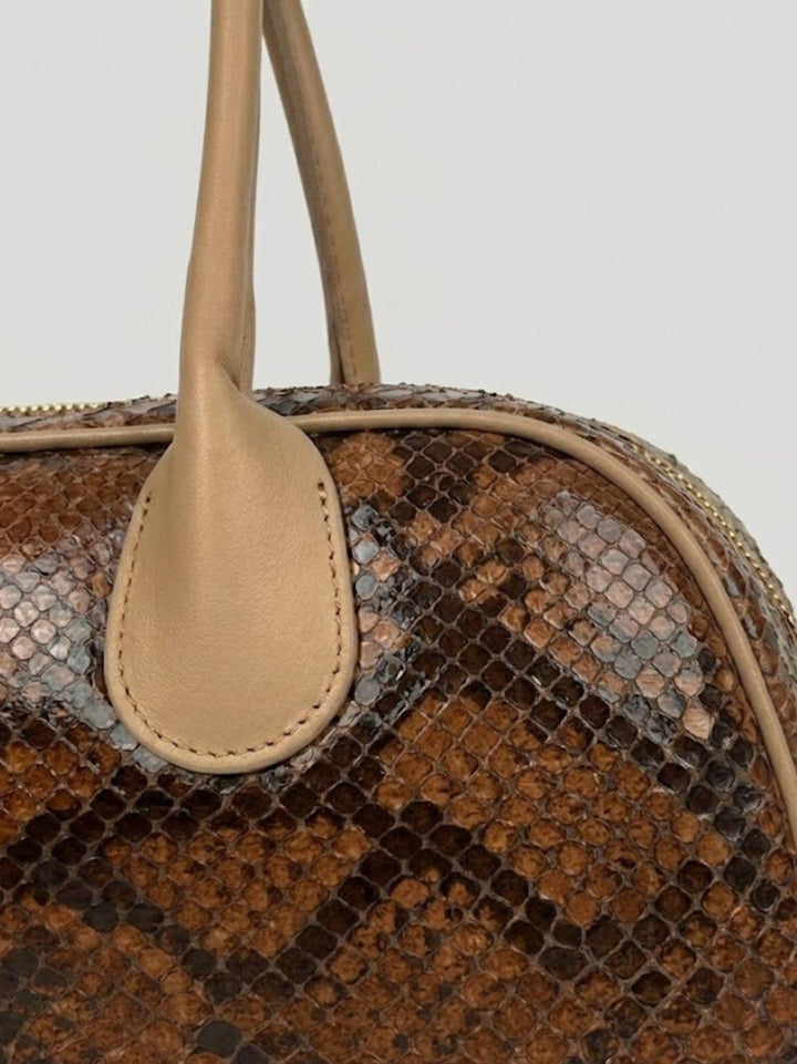 Borsa a spalla Doxie in pelle di pitone marrone DOXIE PITONE MARRONE BIMOR 