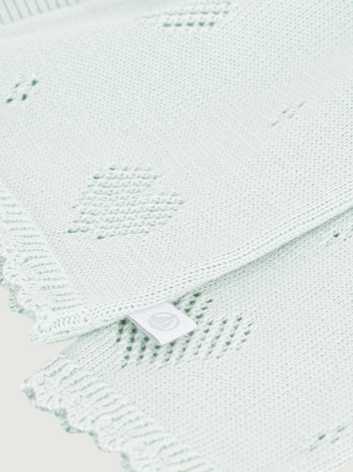 Cardigan in maglia traforata a cuori verde acqua A0EZT 03 PETIT BATEAU 