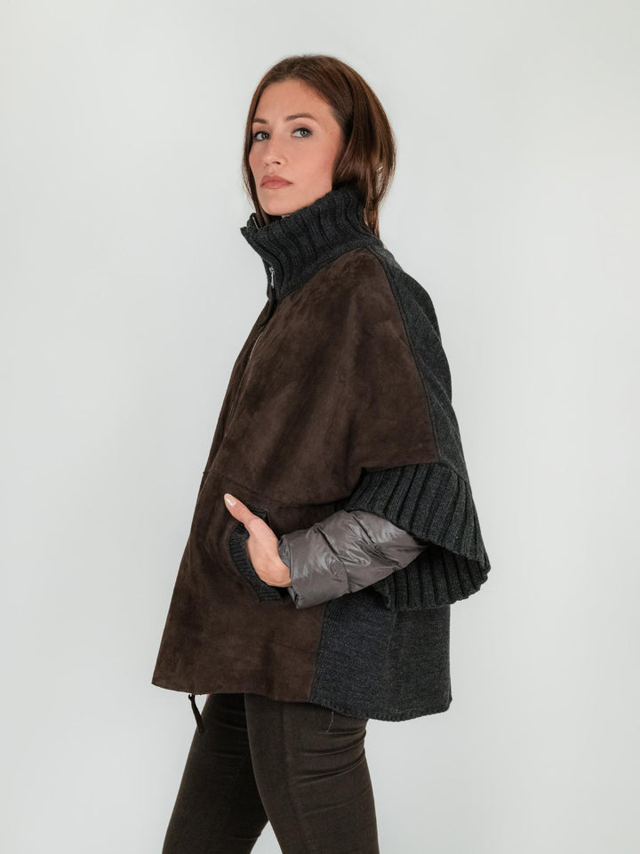 GIACCA MANTELLA ADELE CON PIUMINO 3 IN UNO TESTA MORO ADELE KNIT 618 JACK LEATHER 