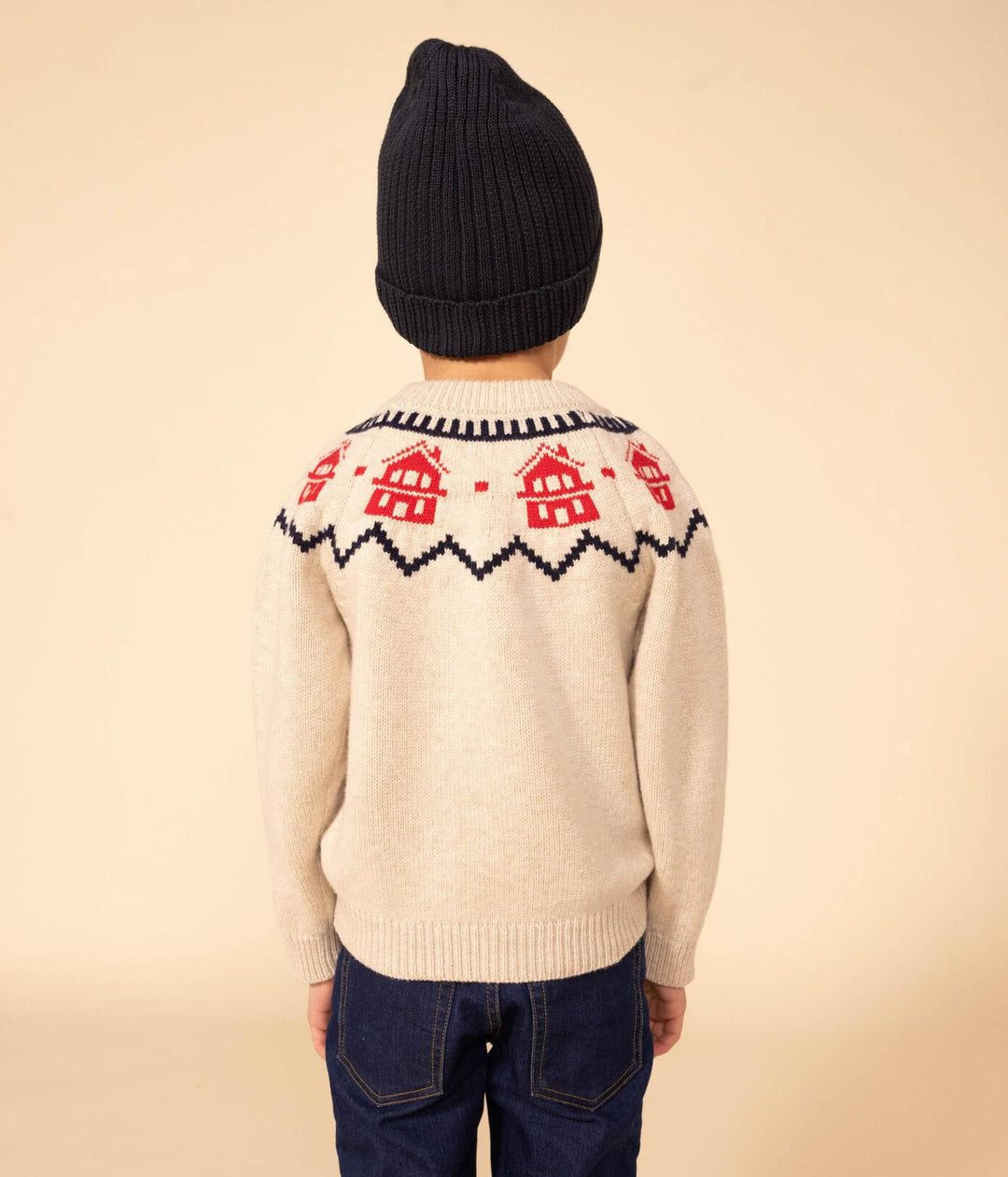 PULLOVER JAQUARD BAMBINO IN LANA E COTONE A082W 01 PETIT BATEAU 