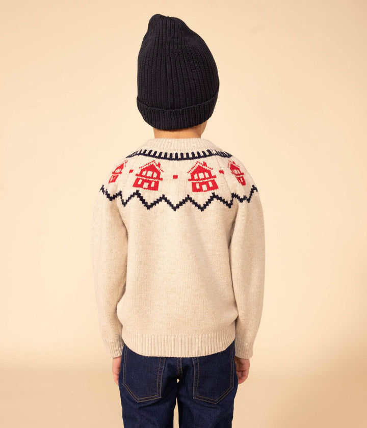 PULLOVER JAQUARD BAMBINO IN LANA E COTONE A082W 01 PETIT BATEAU 